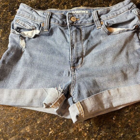 Sonoma Pants - Sonoma Women's Blue Cut-Off Denim Shorts Size 10 Distressed Casual